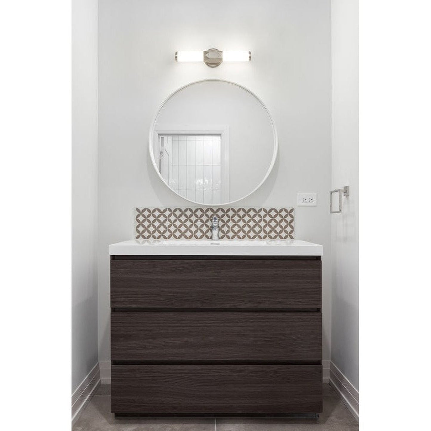 Z-Lite Cooper 18" 1-Light LED Brushed Nickel and Frosted Shade Vanity Light