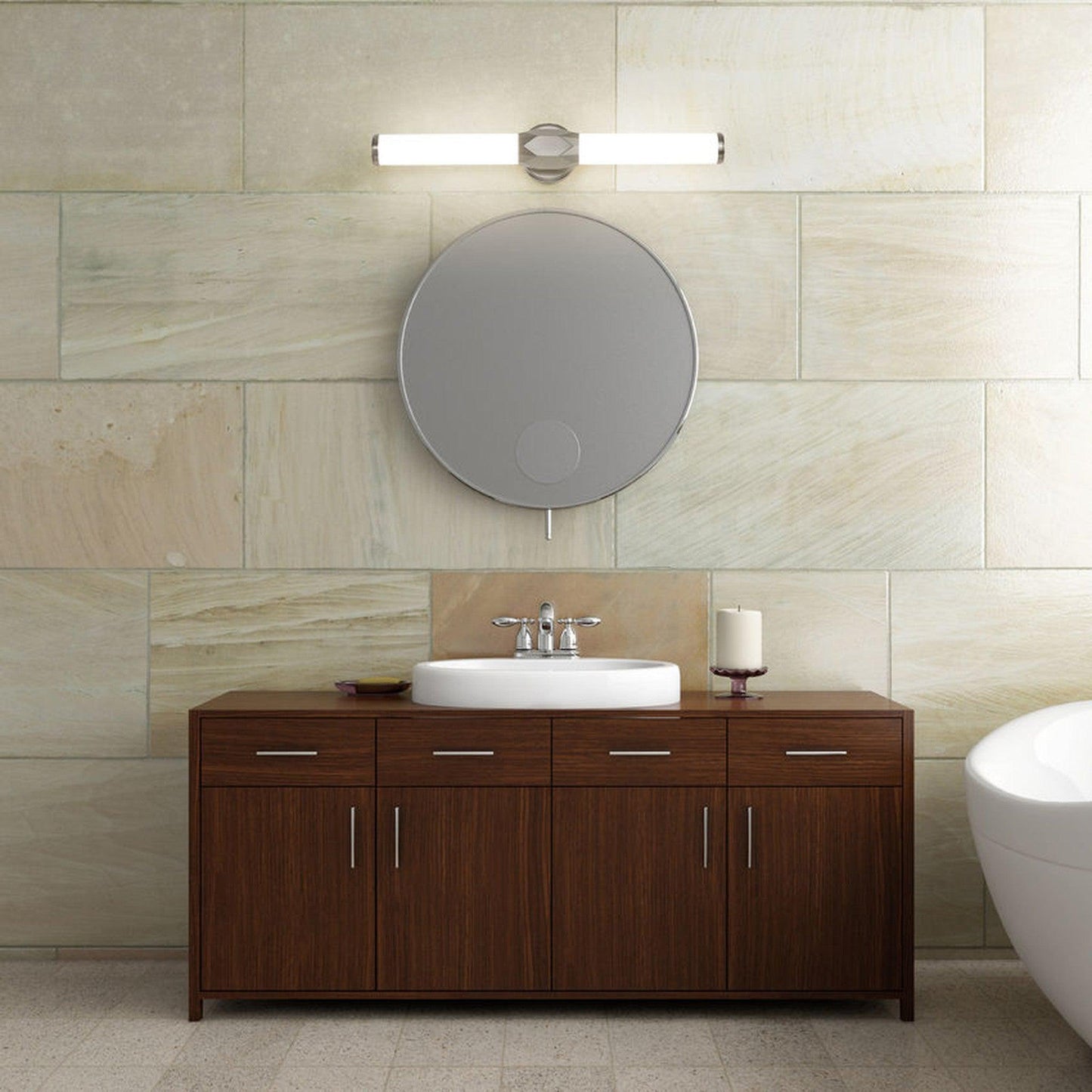 Z-Lite Cooper 25" 1-Light LED Brushed Nickel and Frosted Shade Vanity Light