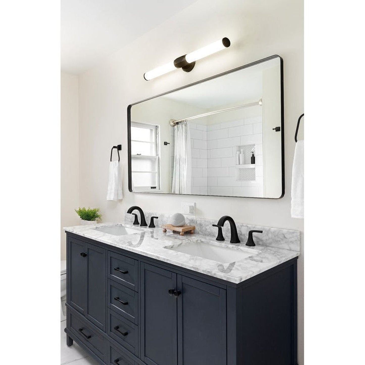 Z-Lite Cooper 32" 1-Light LED Matte Black and Frosted Shade Vanity Light