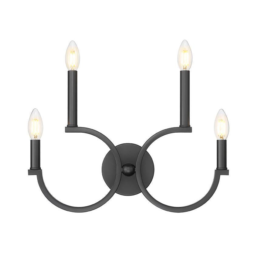 Z-Lite Cordelia 21" 4-Light White Fabric Shade Matte Black Steel Frame Wall Sconce