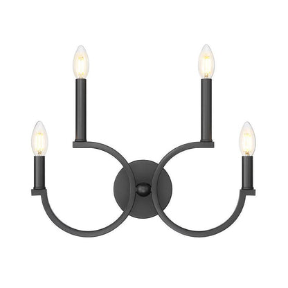 Z-Lite Cordelia 21" 4-Light White Fabric Shade Matte Black Steel Frame Wall Sconce