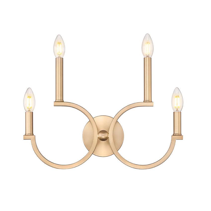 Z-Lite Cordelia 21" 4-Light White Fabric Shade Modern Gold Steel Frame Wall Sconce