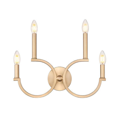Z-Lite Cordelia 21" 4-Light White Fabric Shade Modern Gold Steel Frame Wall Sconce