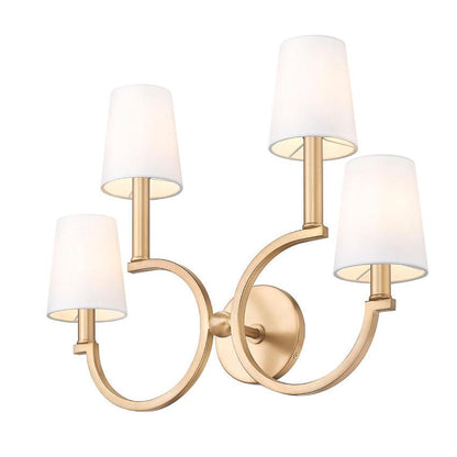 Z-Lite Cordelia 21" 4-Light White Fabric Shade Modern Gold Steel Frame Wall Sconce