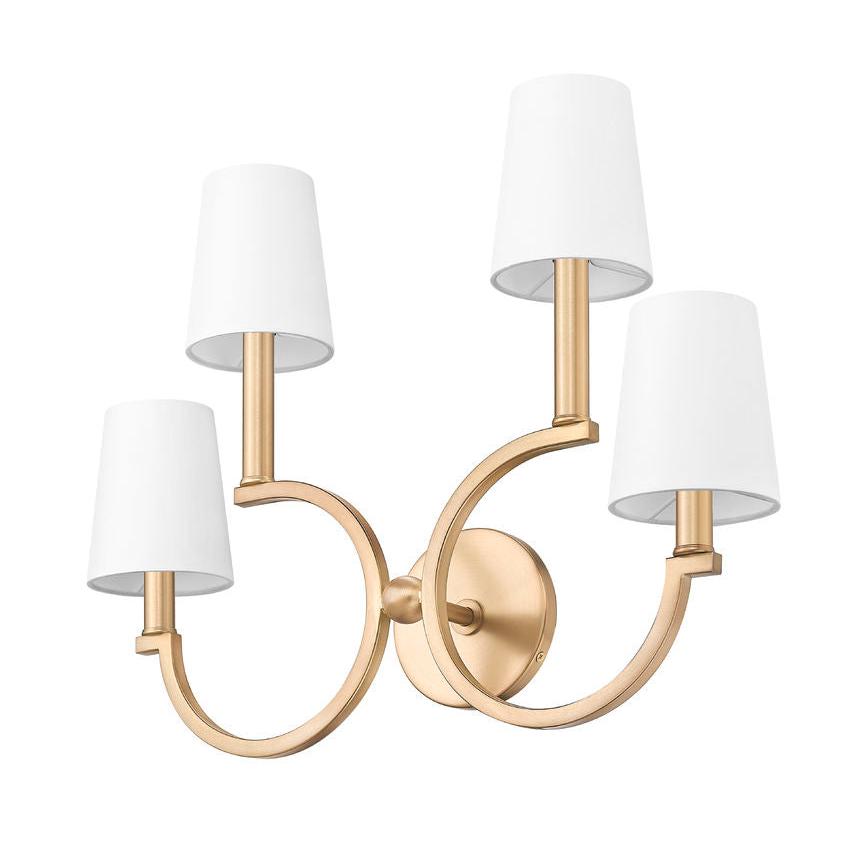 Z-Lite Cordelia 21" 4-Light White Fabric Shade Modern Gold Steel Frame Wall Sconce