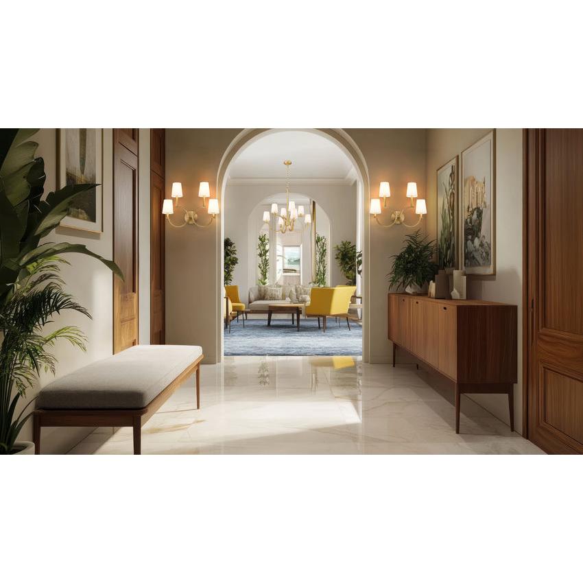 Z-Lite Cordelia 21" 4-Light White Fabric Shade Modern Gold Steel Frame Wall Sconce