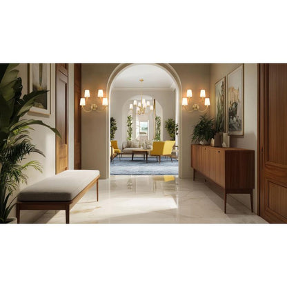 Z-Lite Cordelia 21" 4-Light White Fabric Shade Modern Gold Steel Frame Wall Sconce