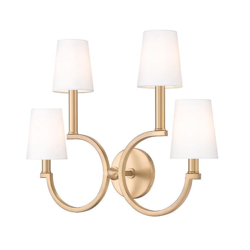 Z-Lite Cordelia 21" 4-Light White Fabric Shade Modern Gold Steel Frame Wall Sconce