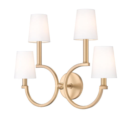 Z-Lite Cordelia 21" 4-Light White Fabric Shade Modern Gold Steel Frame Wall Sconce
