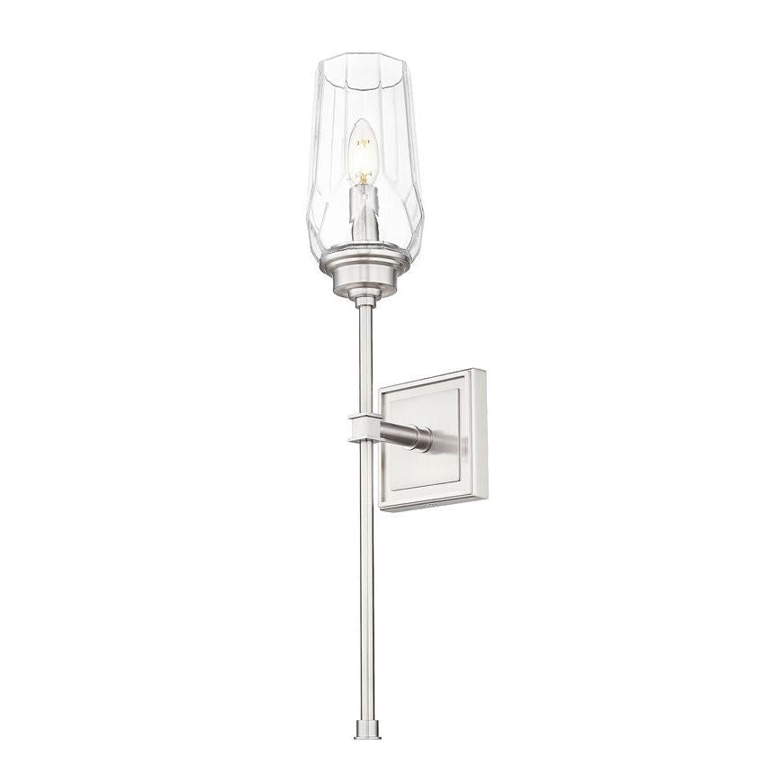 Z-Lite Cosmo 5" 1-Light Brushed Nickel Steel Frame Clear Glass Shade Wall Sconce