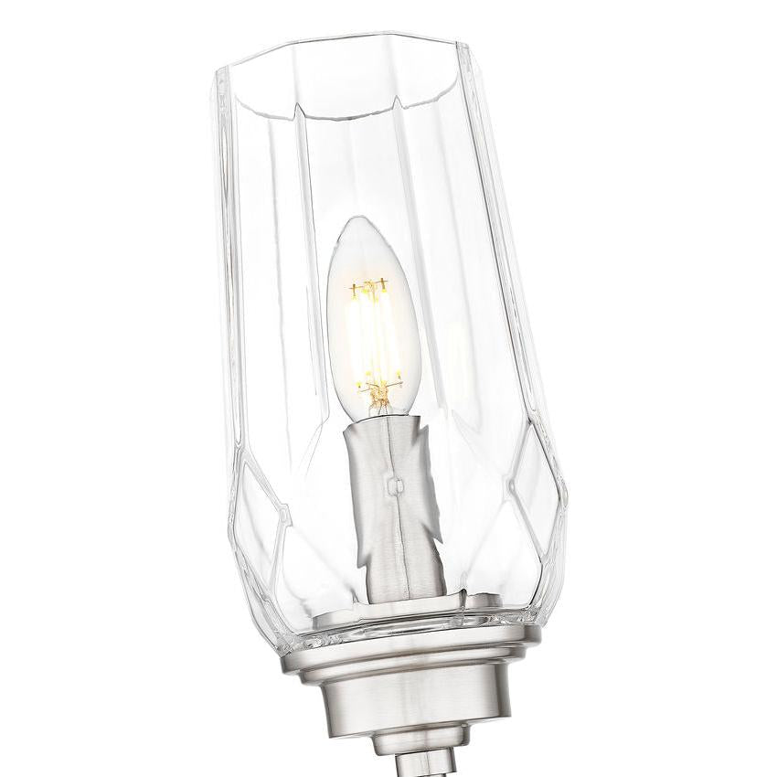 Z-Lite Cosmo 5" 1-Light Brushed Nickel Steel Frame Clear Glass Shade Wall Sconce