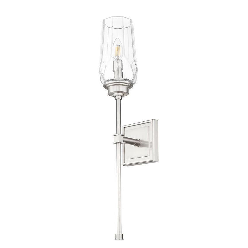 Z-Lite Cosmo 5" 1-Light Brushed Nickel Steel Frame Clear Glass Shade Wall Sconce