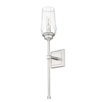 Z-Lite Cosmo 5" 1-Light Brushed Nickel Steel Frame Clear Glass Shade Wall Sconce