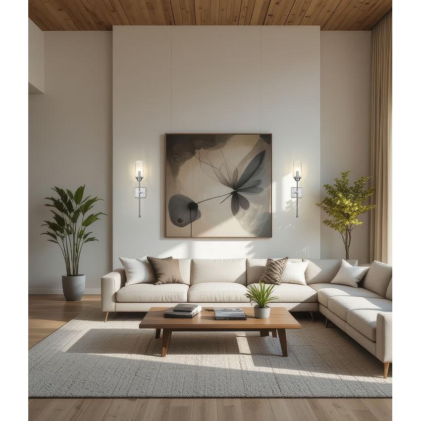 Z-Lite Cosmo 5" 1-Light Brushed Nickel Steel Frame Clear Glass Shade Wall Sconce