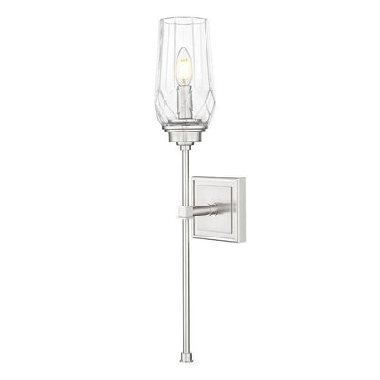 Z-Lite Cosmo 5" 1-Light Brushed Nickel Steel Frame Clear Glass Shade Wall Sconce