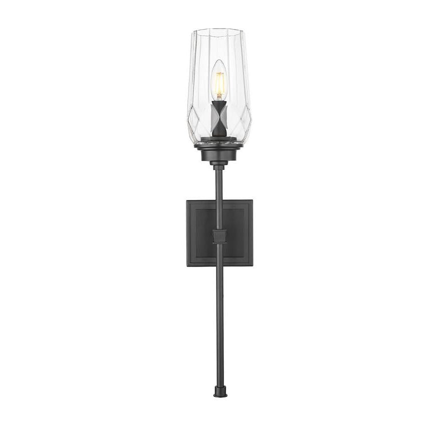 Z-Lite Cosmo 5" 1-Light Matte Black Steel Frame Clear Glass Shade Wall Sconce