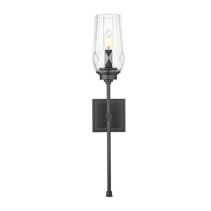 Z-Lite Cosmo 5" 1-Light Matte Black Steel Frame Clear Glass Shade Wall Sconce