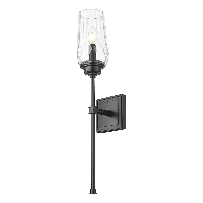 Z-Lite Cosmo 5" 1-Light Matte Black Steel Frame Clear Glass Shade Wall Sconce