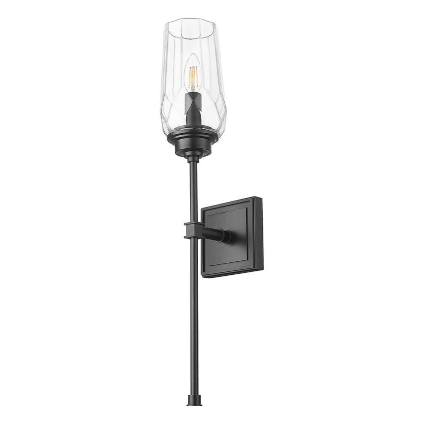 Z-Lite Cosmo 5" 1-Light Matte Black Steel Frame Clear Glass Shade Wall Sconce