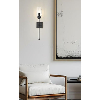 Z-Lite Cosmo 5" 1-Light Matte Black Steel Frame Clear Glass Shade Wall Sconce