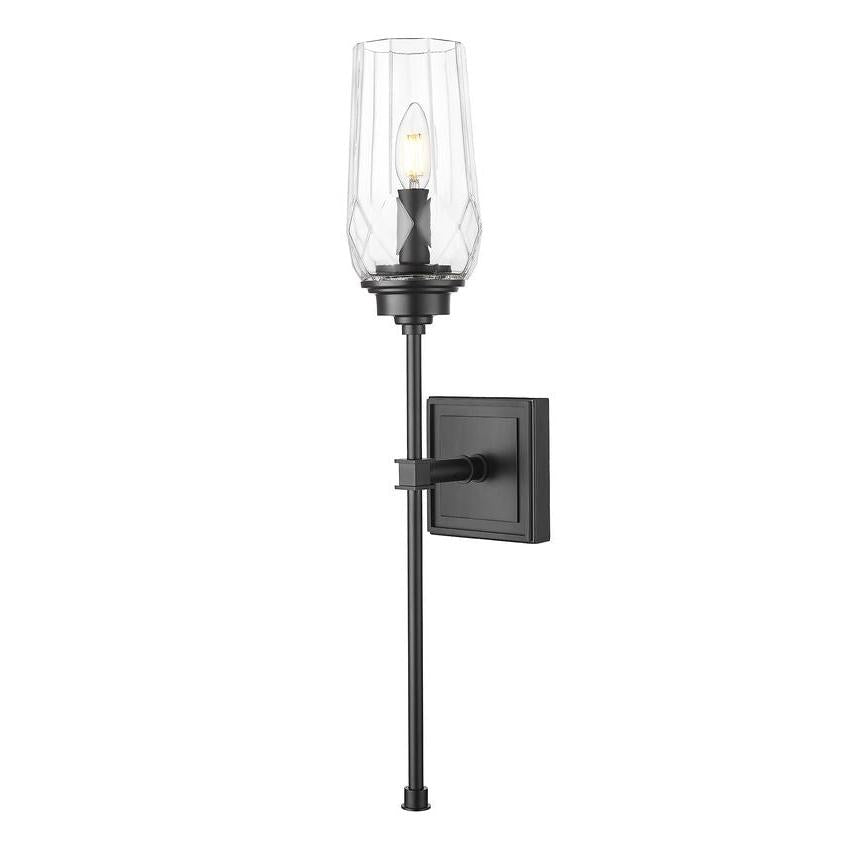 Z-Lite Cosmo 5" 1-Light Matte Black Steel Frame Clear Glass Shade Wall Sconce