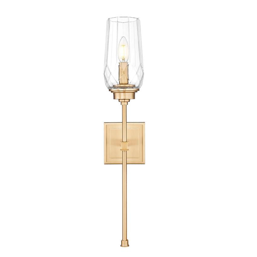 Z-Lite Cosmo 5" 1-Light Modern Gold Steel Frame Clear Glass Shade Wall Sconce