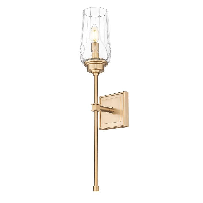 Z-Lite Cosmo 5" 1-Light Modern Gold Steel Frame Clear Glass Shade Wall Sconce
