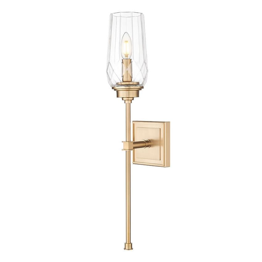 Z-Lite Cosmo 5" 1-Light Modern Gold Steel Frame Clear Glass Shade Wall Sconce