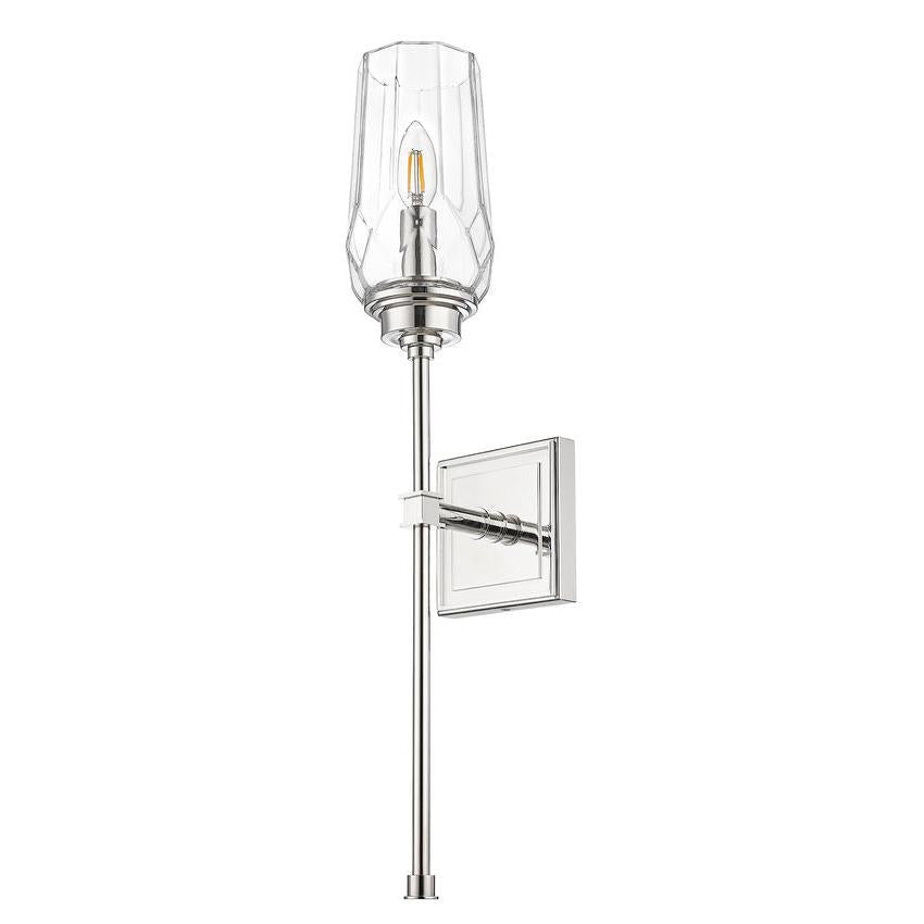 Z-Lite Cosmo 5" 1-Light Polished Nickel Steel Frame Clear Glass Shade Wall Sconce
