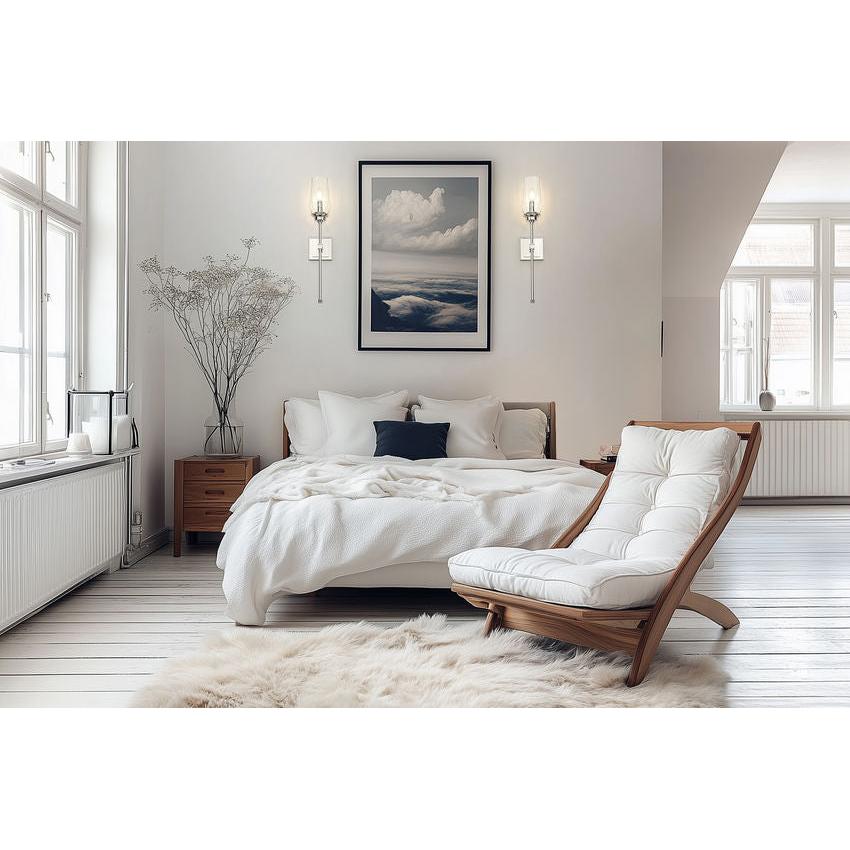 Z-Lite Cosmo 5" 1-Light Polished Nickel Steel Frame Clear Glass Shade Wall Sconce