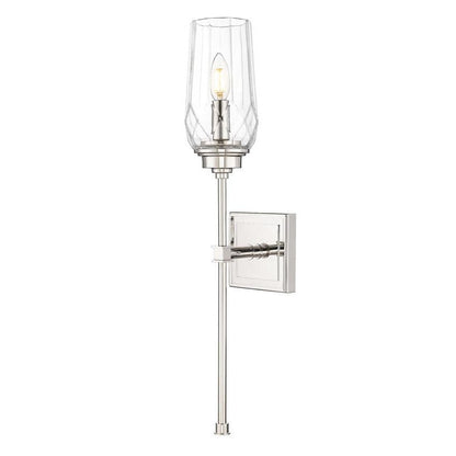 Z-Lite Cosmo 5" 1-Light Polished Nickel Steel Frame Clear Glass Shade Wall Sconce