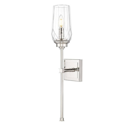 Z-Lite Cosmo 5" 1-Light Polished Nickel Steel Frame Clear Glass Shade Wall Sconce