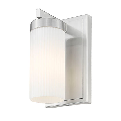 Z-Lite Danica 1-Light Medium Bulb Base Brushed Nickel Steel White Glass Shade Wall Sconce