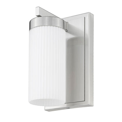 Z-Lite Danica 1-Light Medium Bulb Base Brushed Nickel Steel White Glass Shade Wall Sconce