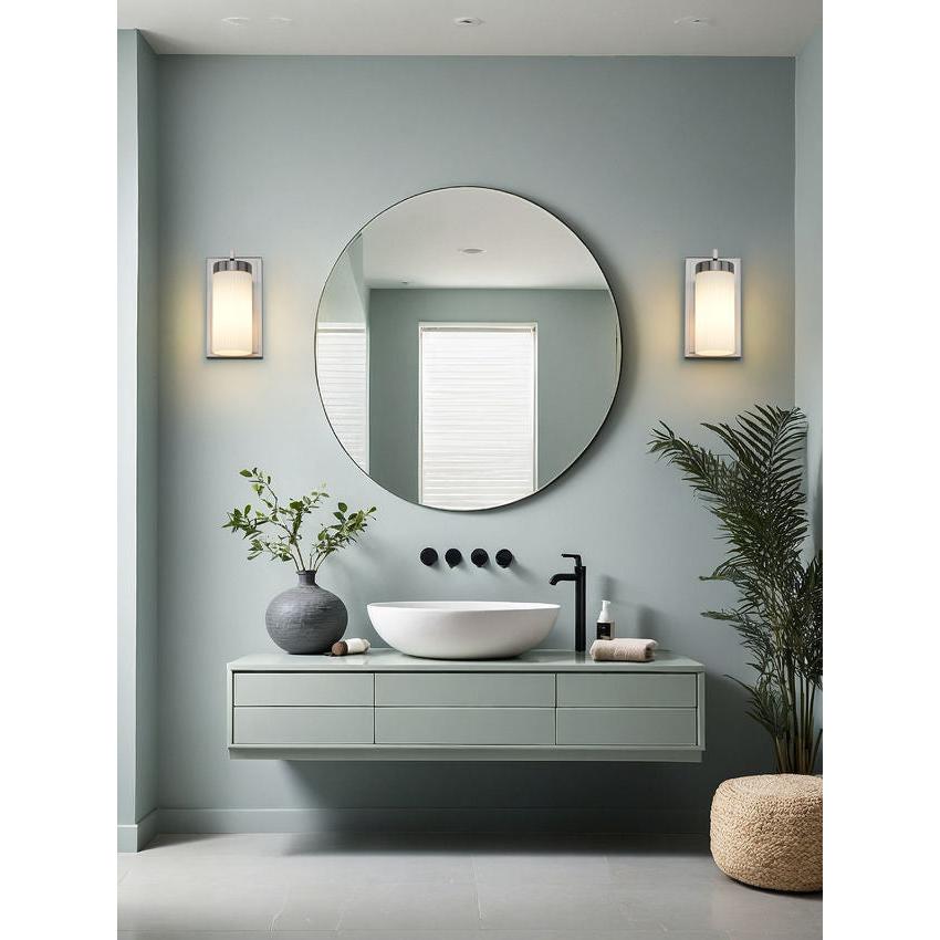 Z-Lite Danica 1-Light Medium Bulb Base Brushed Nickel Steel White Glass Shade Wall Sconce