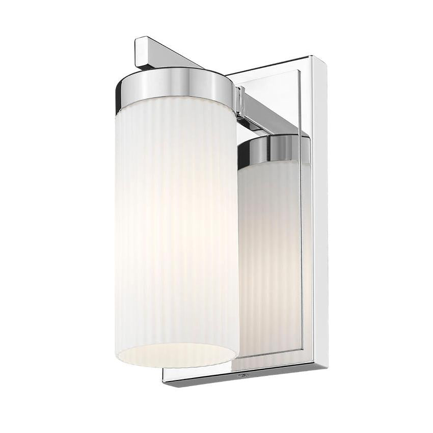 Z-Lite Danica 1-Light Medium Bulb Base Chrome Steel White Glass Shade Wall Sconce