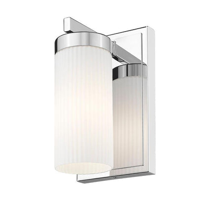 Z-Lite Danica 1-Light Medium Bulb Base Chrome Steel White Glass Shade Wall Sconce
