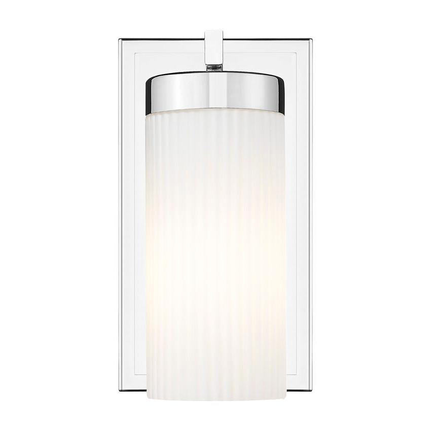 Z-Lite Danica 1-Light Medium Bulb Base Chrome Steel White Glass Shade Wall Sconce