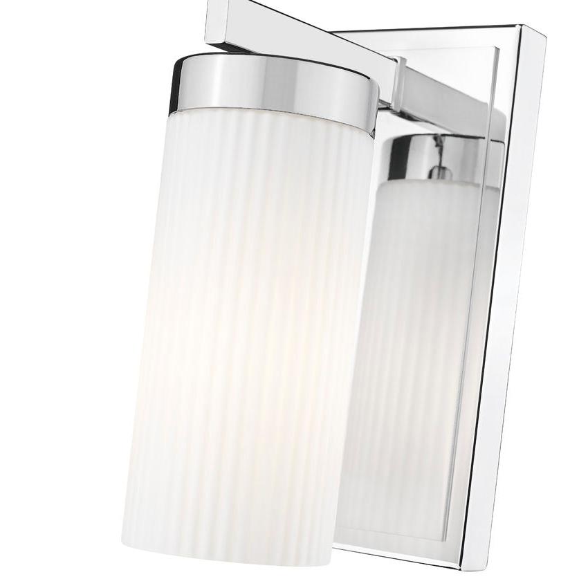 Z-Lite Danica 1-Light Medium Bulb Base Chrome Steel White Glass Shade Wall Sconce