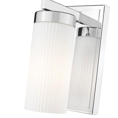 Z-Lite Danica 1-Light Medium Bulb Base Chrome Steel White Glass Shade Wall Sconce