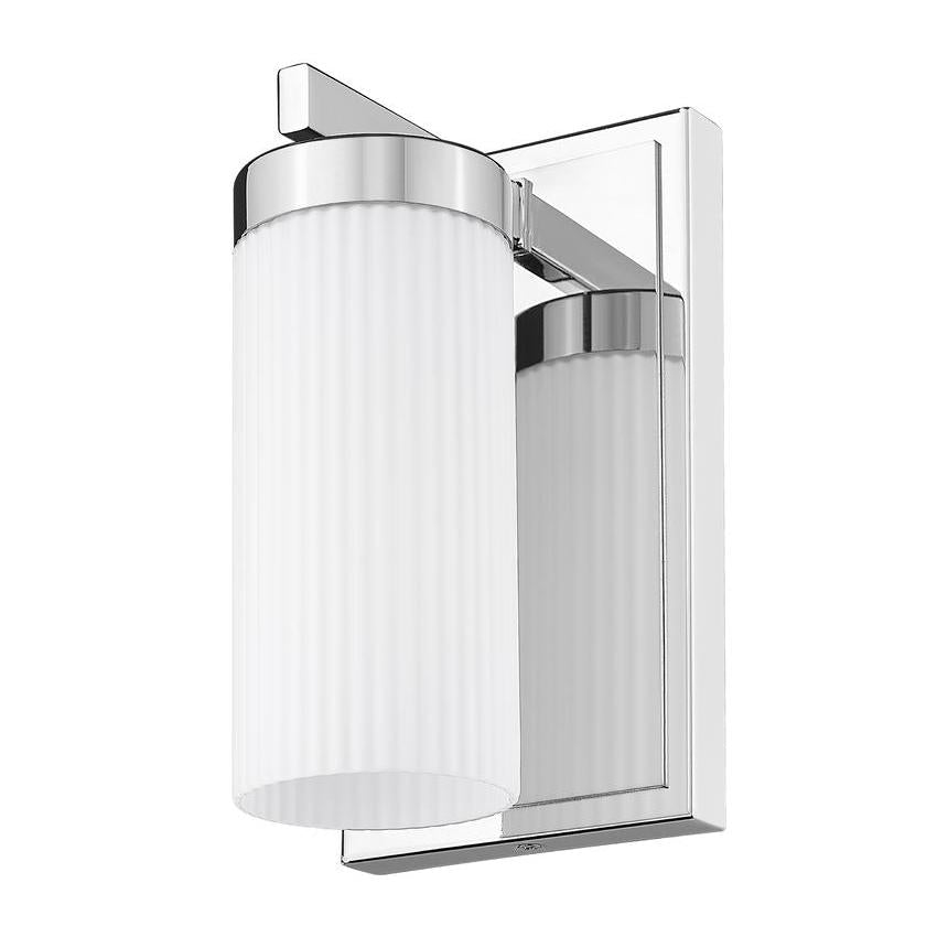 Z-Lite Danica 1-Light Medium Bulb Base Chrome Steel White Glass Shade Wall Sconce