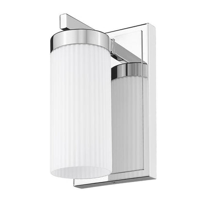 Z-Lite Danica 1-Light Medium Bulb Base Chrome Steel White Glass Shade Wall Sconce