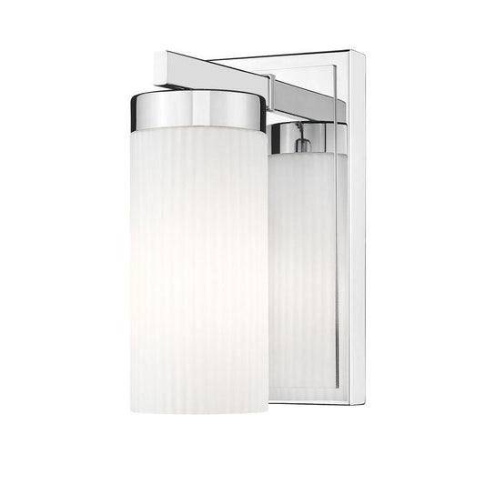 Z-Lite Danica 1-Light Medium Bulb Base Chrome Steel White Glass Shade Wall Sconce