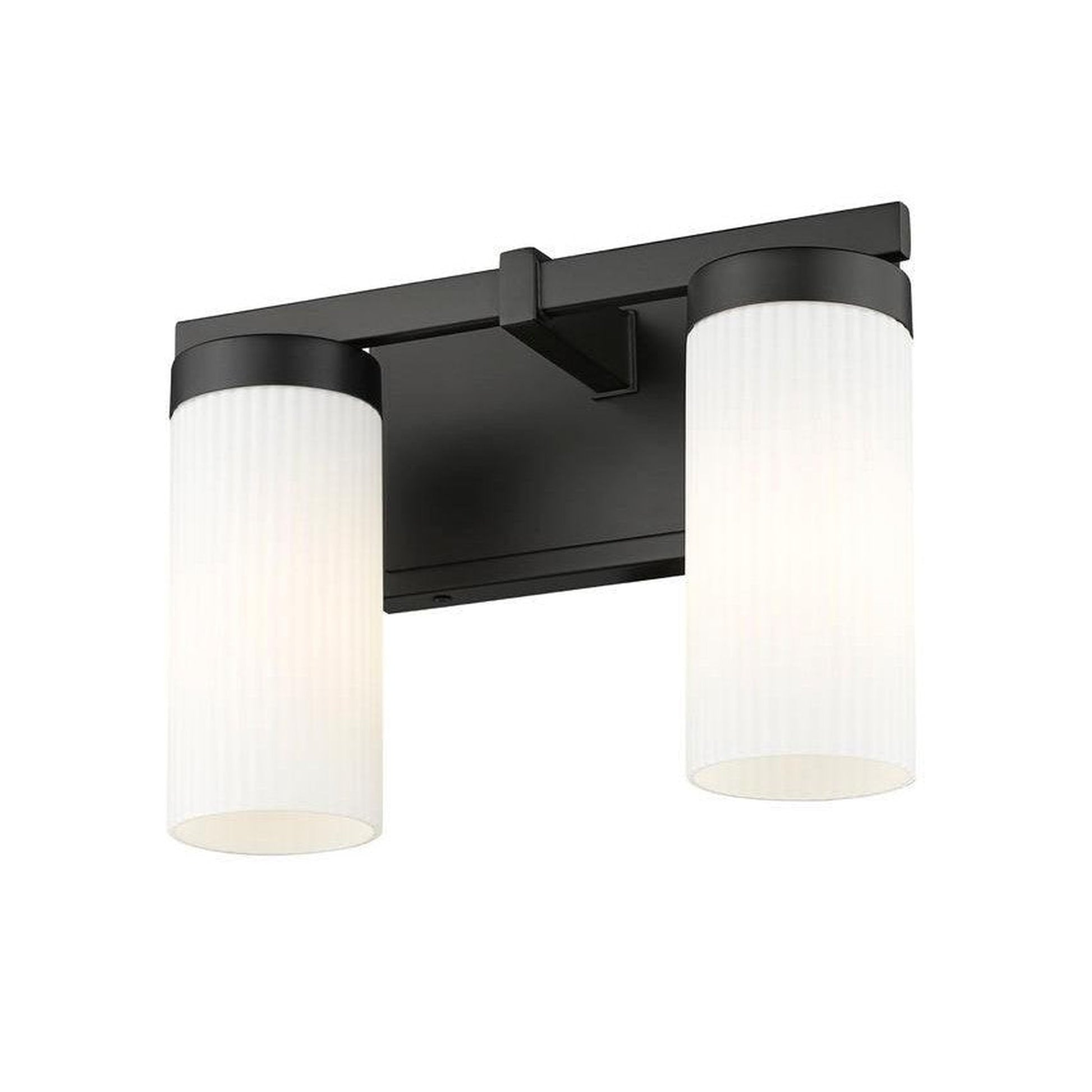 Z-Lite Danica 12" 2-Light Matte Black Steel Vanity Light With White Glass Shade