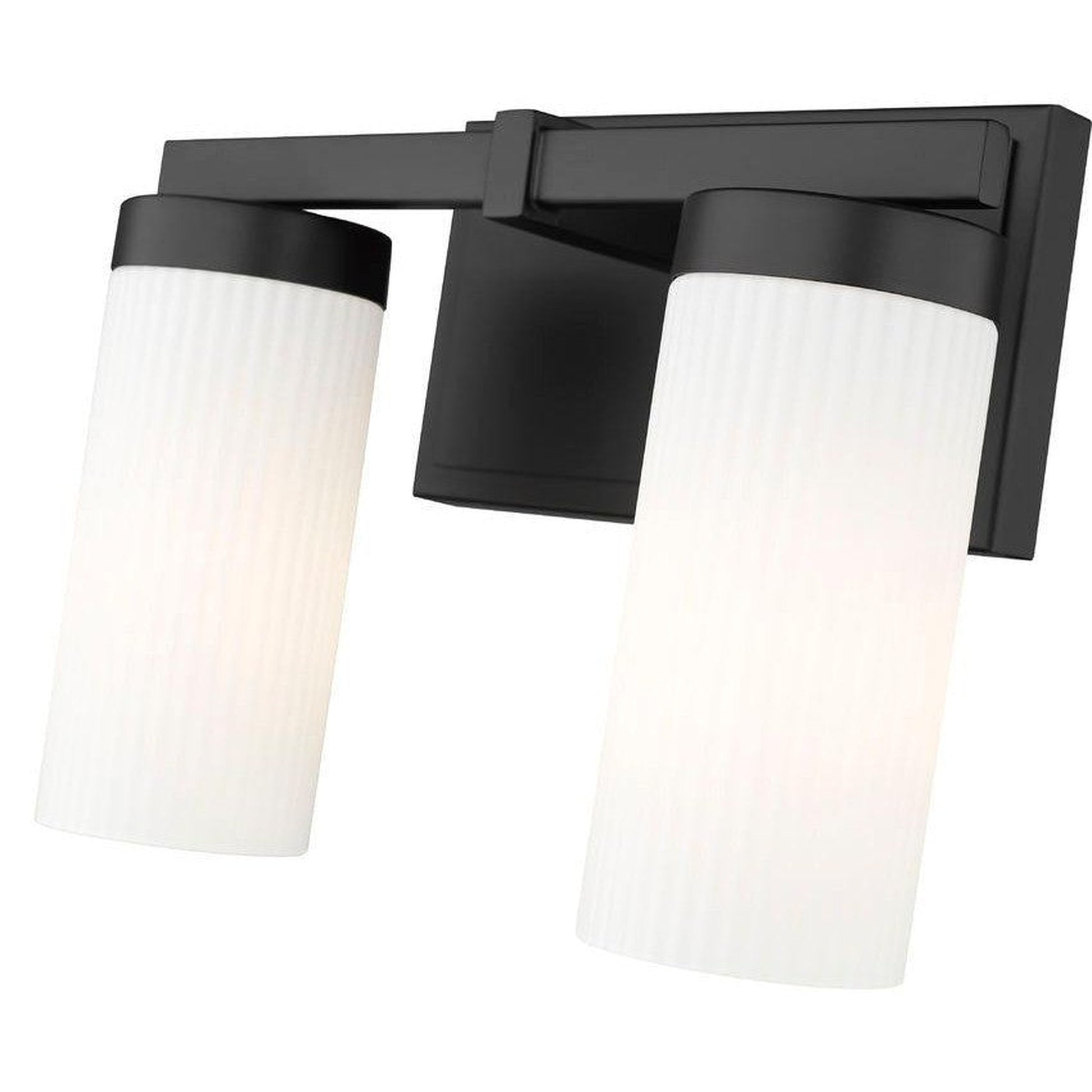 Z-Lite Danica 12" 2-Light Matte Black Steel Vanity Light With White Glass Shade