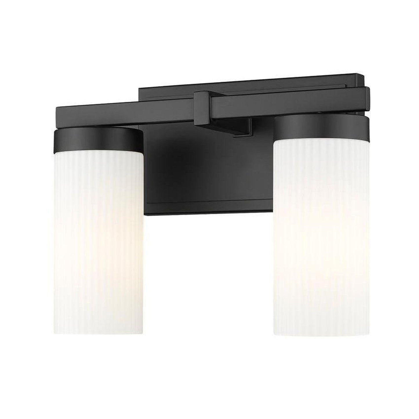 Z-Lite Danica 12" 2-Light Matte Black Steel Vanity Light With White Glass Shade