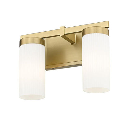 Z-Lite Danica 12" 2-Light Modern Gold Steel Vanity Light With White Glass Shade