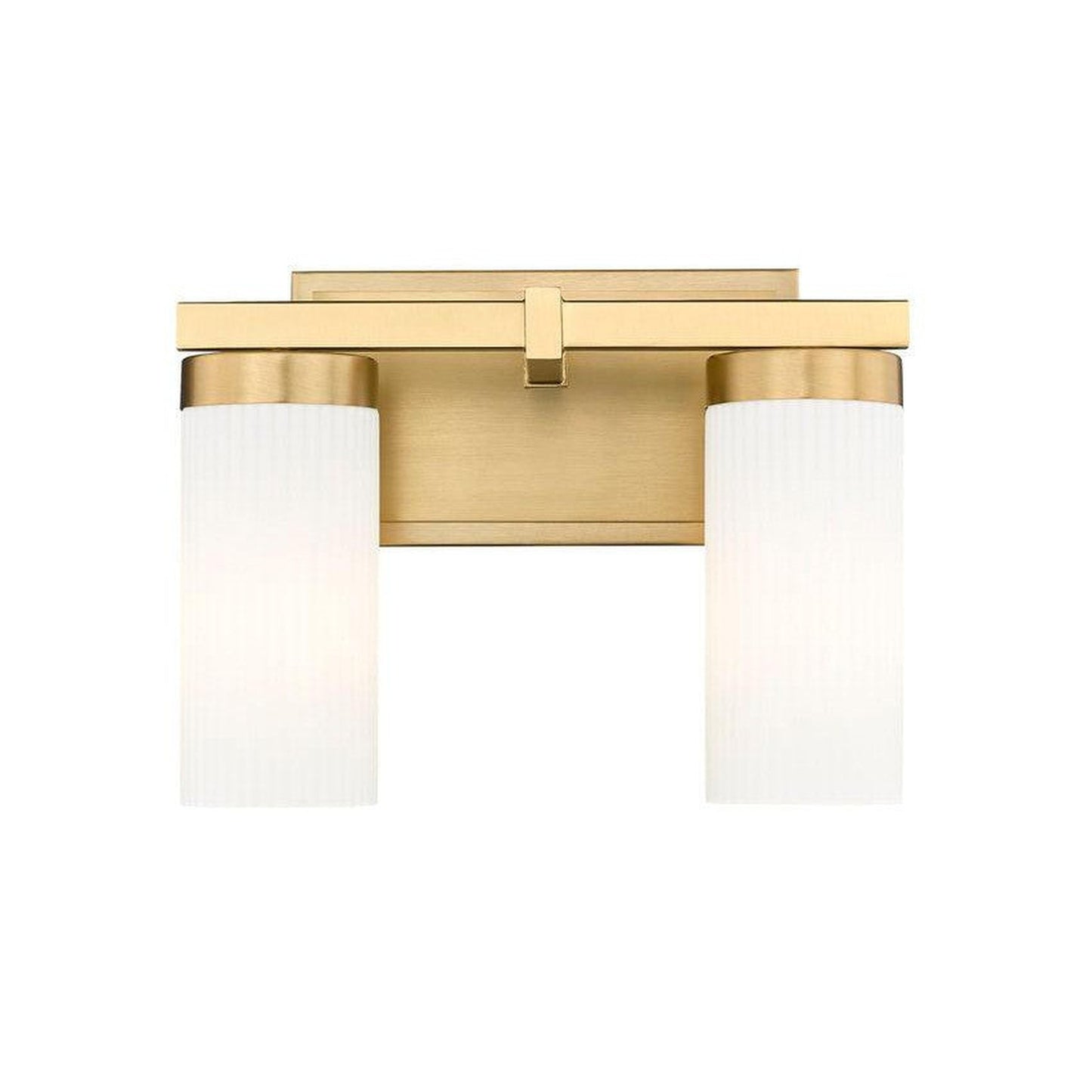 Z-Lite Danica 12" 2-Light Modern Gold Steel Vanity Light With White Glass Shade