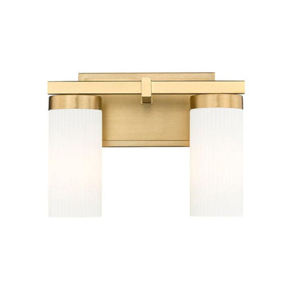 Z-Lite Danica 12" 2-Light Modern Gold Steel Vanity Light With White Glass Shade