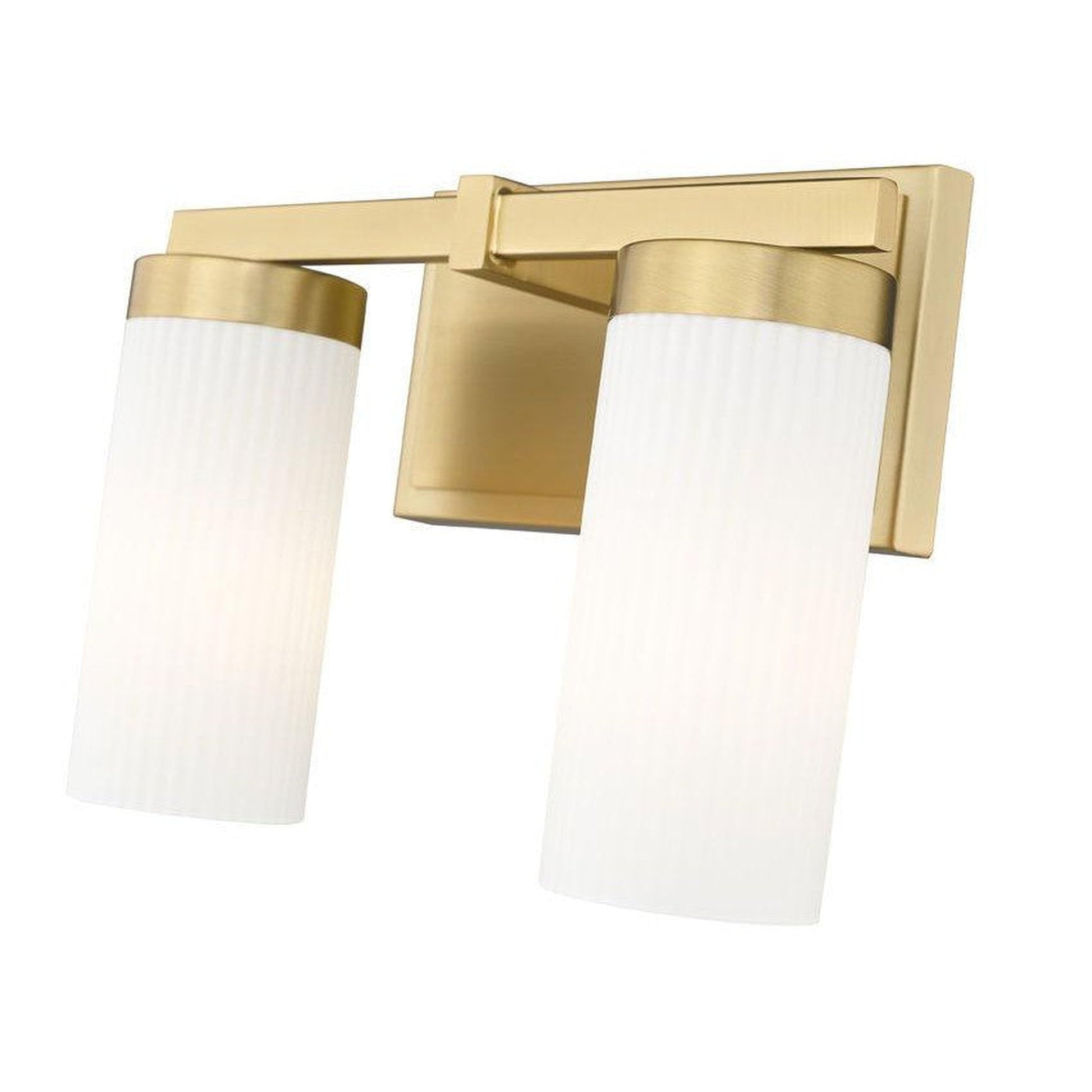 Z-Lite Danica 12" 2-Light Modern Gold Steel Vanity Light With White Glass Shade